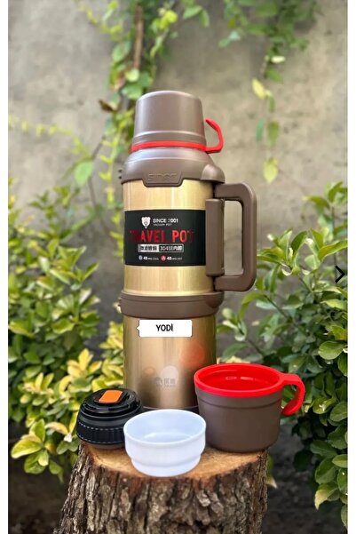 4 Litre 3 Bardaklı 48 saat sıcak ve soğuk vakumlu koruma Dağcı Kamp termos