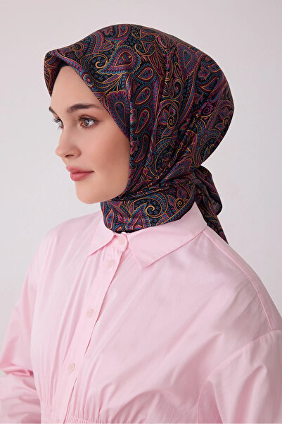 Etnik Desenli %100 Twill İpek Eşarp 4404D