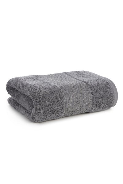 Eurofirany Prosop de baie, Eurofirany, 70x140cm, bumbac, gri cu bordura stral...