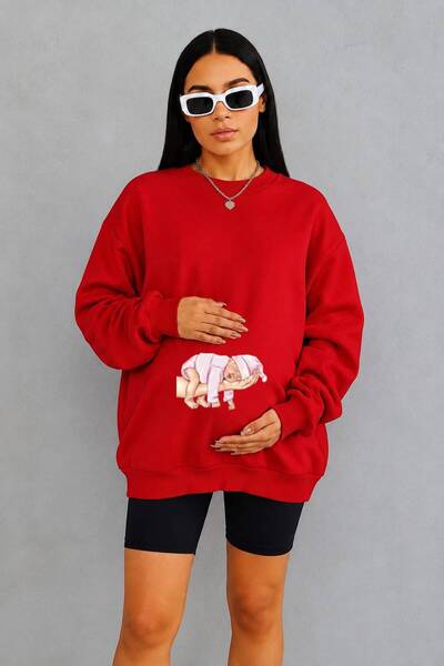 HELLO ROMA 3 Yarn Combed Cotton Hand-Printed Baby Printed Pregnant Sweatshirt...