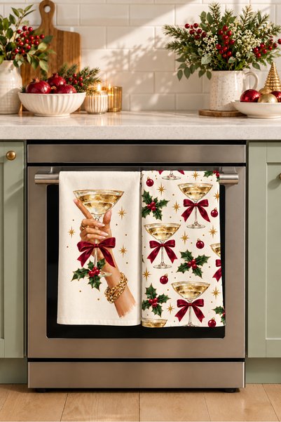 milbaygrup Set de prosoape de bucătărie cu model Golden Toast Kadeh, 2 piese, 40x60