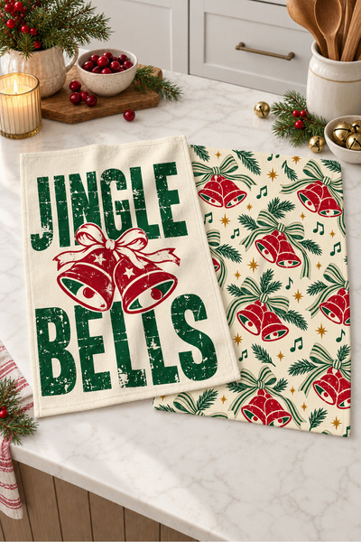 milbaygrup Jingle Edit Bell Patterned 2-Piece Kitchen Towel Set 40X60