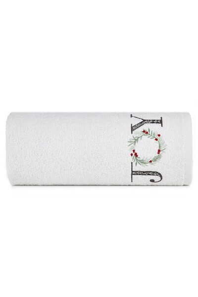 Eurofirany Prosop cu model de Craciun, Eurofirany, Bumbac, 70x140 cm, Alb