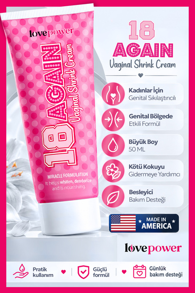 Love Power 18 Again Kadınlar İçin Genital Beyazlatıcılı ve Sıkılaştırıcılı 50ml Krem Etkili Yeni Formül