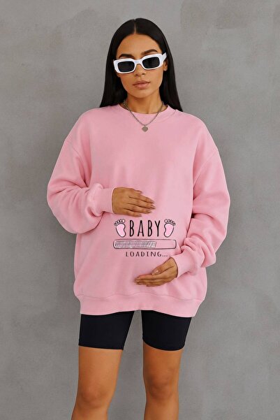 BENROMA 3 Yarn Combed Cotton Baby Loadi̇ng Printed Maternity Sweatshirt Jq5
