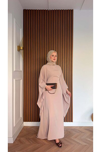 MEYSADESİGN Sisi Yarasa Kol Abaya Krem