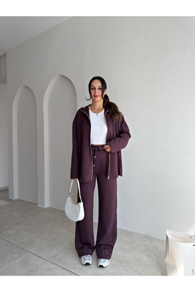 Mooi Butik ENZO Fermuarlı Takım 4180 - Mürdüm