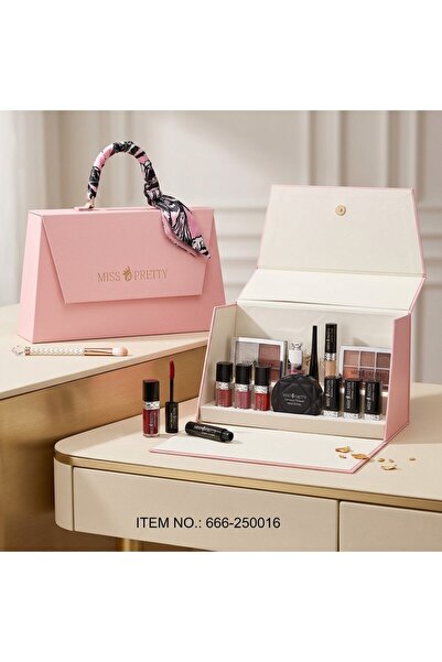 Miss Pretty بوكس الأناقة الملكي - طقم مكياج شامل مع حقيبة التجميل الفاخرة يحو...