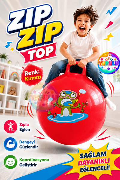YUPULU Zıp Zıp Top | Çocuk Boy | Kanguru Zıplama Topu Çocuk Plates 90 Kg Taşı...