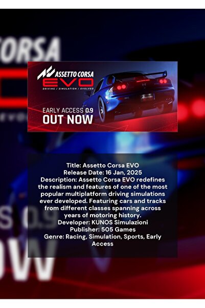 OEM Poster Infografic Assetto Corsa EVO, Simulator Curse Auto, Carton 250g, A4
