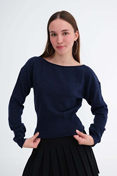 Addax Boat Neck Knitwear Sweater T10340