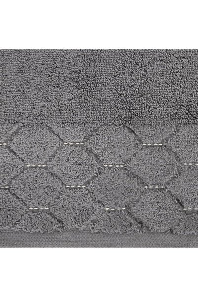 Eurofirany Prosop de baie 70x140 cm din bumbac cu bordura velur geometrica, culoare gri, 550 g/m2