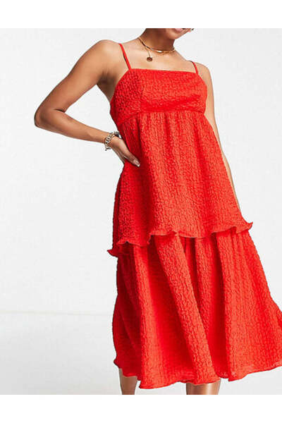 Sheya Midi Length dress, red