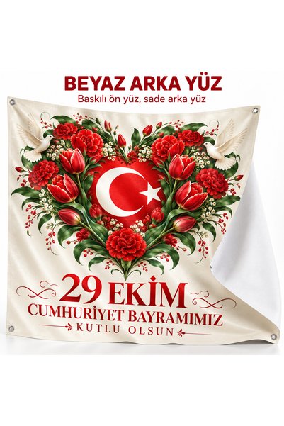 HiperAD Reklam 29 Ekim Cumhuriyet Bayramı Kutlu Olsun Türk Bayraklı Çiçek Des...