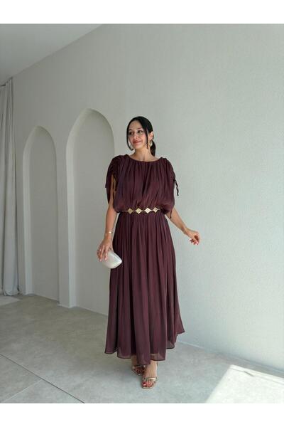 Mooi Butik NALANİ Midi Elbise 4190 - Bordo