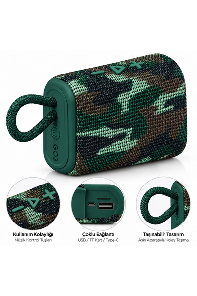 FABRON Bluetooth Hoparlör 800 MAH Kablosuz Taşınabilir Speaker Dokuma Yüzeyli...