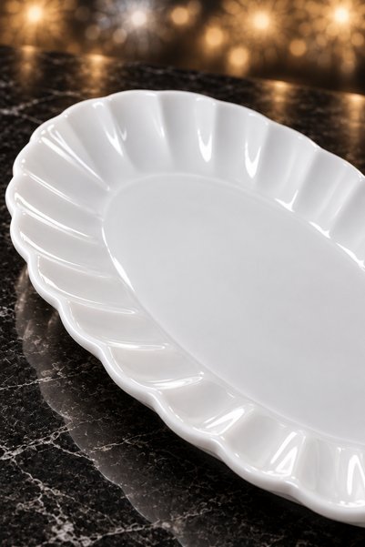 Heda Porselen Derya 25 cm Set of 6 Porcelain Kayık Plates