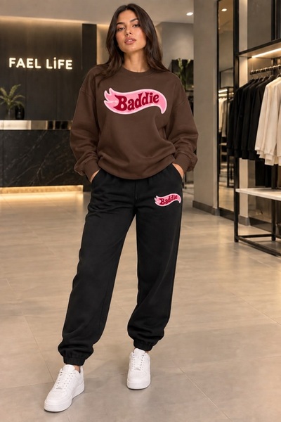 FAEL LİFE Baddie Unisex Printed Sweatshirt and Sweatpants Oversize Premium Set