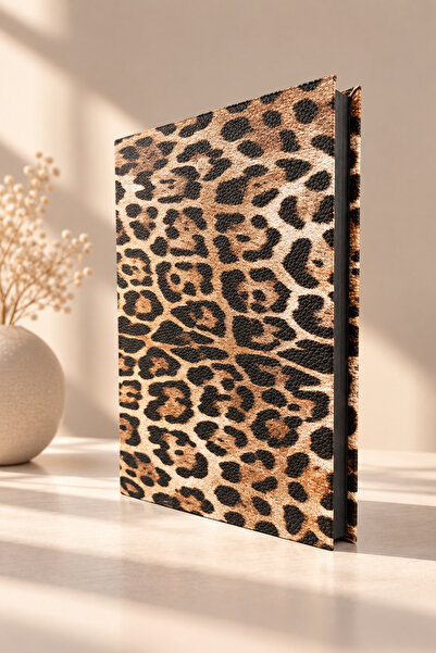 Lizy Leopard Patterned Faux Leather Striped Notebook 14X20 cm – 168 Sheets | ...