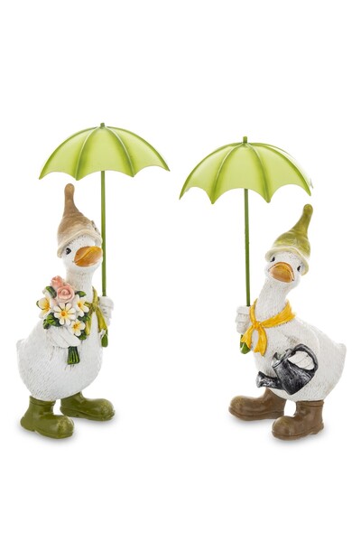 DecoDepot Figurină gâscă cu umbrelă, 21 cm