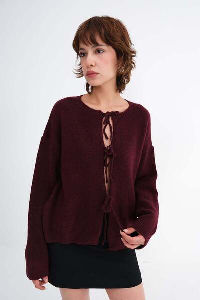 Addax Lace-Up Front Knitwear Cardigan H3493
