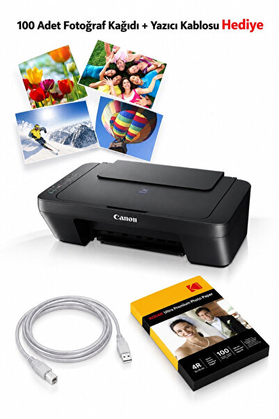 PIXMA Yazıcı E414 Yazıcı Kablosu ve Fotoğraf Kağıdı hediye! (Onerous)