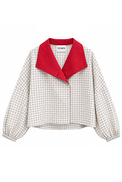 Mzr Collection Plaid Pattern Bomber Jacket-Ecru Ekru
