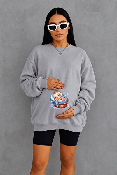 HELLO ROMA 3 Yarn Combed Cotton Baby Printed Maternity Sweatshirt in a Basket...