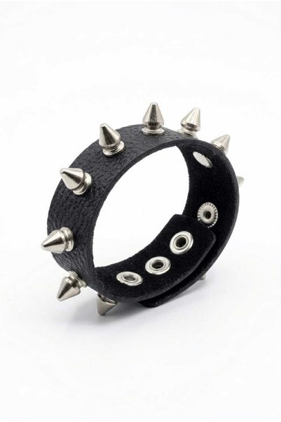 Corvus kolye&bileklik Single Row Spike Studded Leather Bracelet Gothic Punk A...