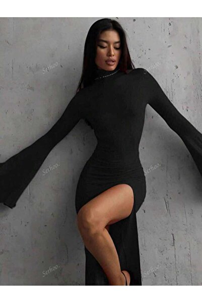 Woman's Fashion Μαύρο μακρύ φόρεμα