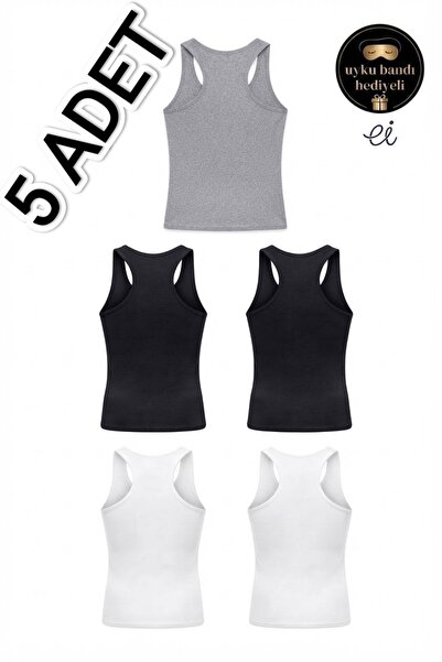 Seher Yıldızı Pack of 5 Multi-Colored Men's Sports Rambo Undershirts 100% Cot...