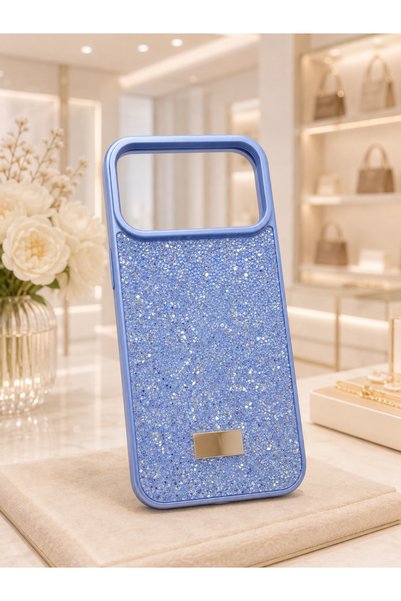 lotusbybuket iPhone 18Promax Case with Full Stone Finish in Burgundy and Ice Blue Colors
