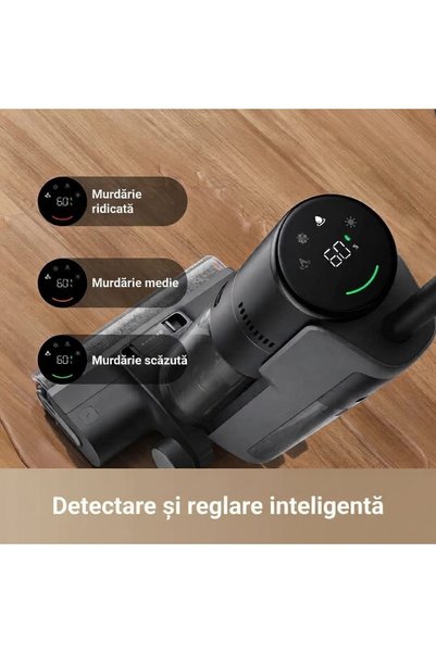 Dreame Aspirator umed-uscat H12 Pro Ultra: 60 ° Curățare cu perie, uscare cu aer cald timp de 30 de minute, autocurățare cu racletă fixă, putere de aspirație de 16.000 Pa, curățare pe două părți.