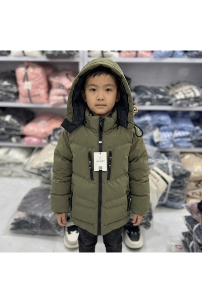 CUBBUX Boys' Winter Inflatable Coat with Hood, Fiber-Filled, Cold-Proof Micro...