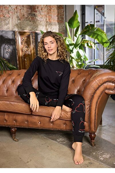 Aydoğan Women's Black Pajama Set