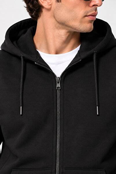 Original Unisex 3 Thread Hooded Lined Basic Sweatshirt Jacket with Zipper Pockets