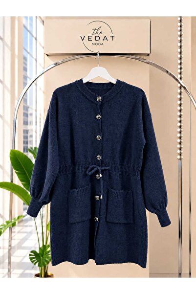 MODA VEDAT Damen-Cardigan mit doppelten Taschen und Kordelzug in der Taille -...