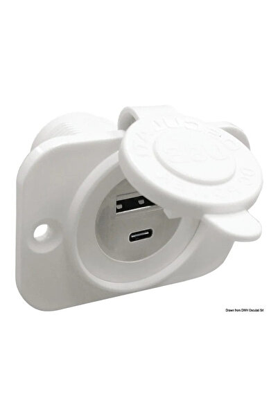 OSCULATI مخرج شحن USB مزدوج نوع A وC أبيض