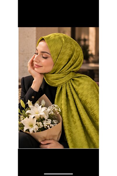 Gülsoy Eşarp Kendinden Desenli Jakarlı Şal - Yağ Yeşili