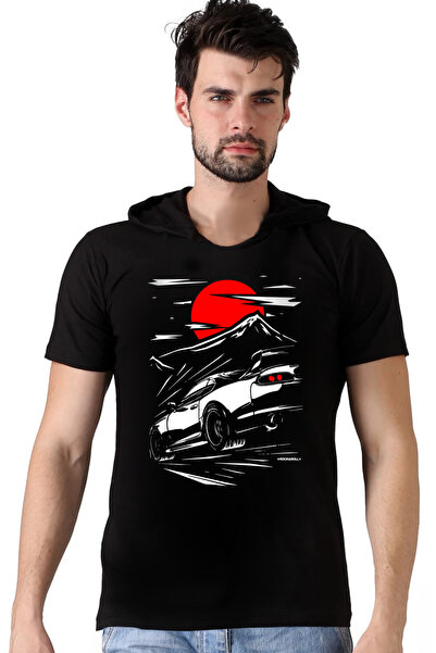 ROCKANDROLL Tricou pentru bărbați Tokyo Drift cu glugă neagră