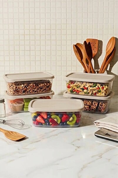 NESS HOME Set of 5 Rectangular Storage Containers 1200 ml Refrigerator Organi...