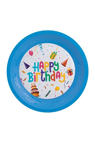 OEM Farfurie Party din Plastic Bleu Reutilizabil "Happy Birthday" Ø21cm – pen...