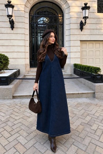 Moda Algan V Yaka Kot Jile MA10107 Koyu Mavi