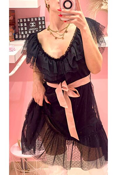 Woman's Fashion Μαύρο φόρεμα με δαντέλα