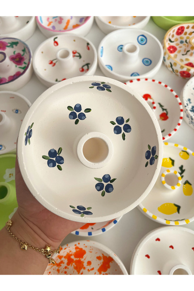 lıghts of candle handmade & 2020 El Yapımı El Çizimi Yaban Mersini Desenli Şa...