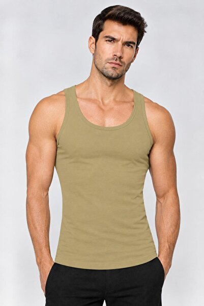 Pi Giyim Men's Soldier Tank Top Lycra 100% Cotton Combed Cotton Tank Top