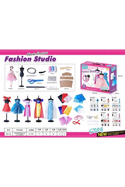 NO BRAND set „MICA PROIECTANTĂ” – păpușă + 5 manechine + materiale și accesorii