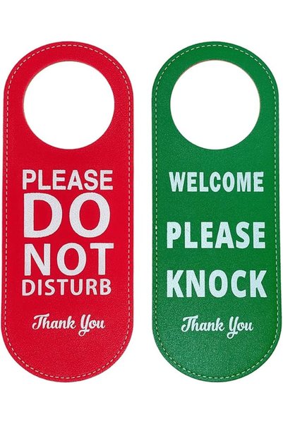 GENERAL لافتة للتعليق على الباب بعبارة «Do Not Disturb» من الجلد مزدوجة الجوا...