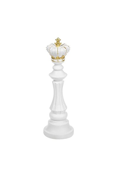 OEM Piesa Sah Decorativa ”Rege” Alb cu Detalii Aurii Ø11.5x39.5cm – accent de...