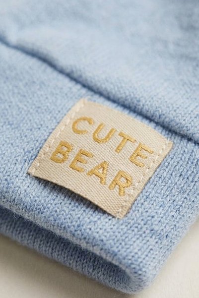 LOGO AKSESUAR %100 Pamuk İnterlok Cute Bear Armalı Üstten Bağlamalı Düğümlü Bebek Beresi Şapkası 0-6 Ay 4'lü Set Pack